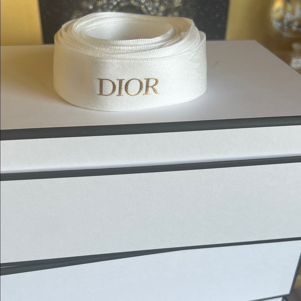 Dior Luxurious White Ribbon with Gold Logo